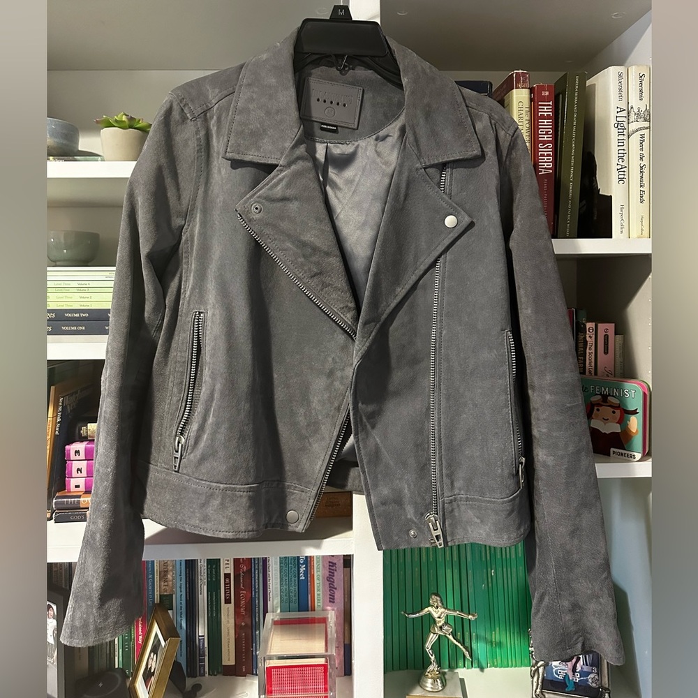 *LIKE NEW* Grey Gray Leather Suede Jacket Sz M